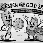 Günstige vegane Lebensmittel auf einem Holztisch